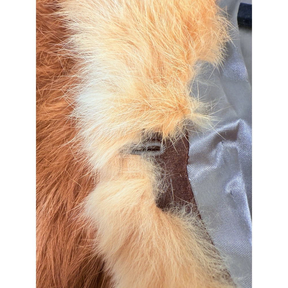 Vintage Jacques Saint Laurent Real Fur Coat Womens Brown Red Fox Rabbit READ - Picture 4 of 13